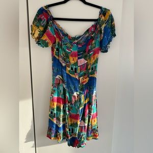 Zara Colorful Mini Dress with tie in front